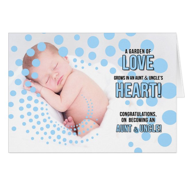 Cartão Tia Nova e Parabéns do Tio no Azul Sobrinho (Frente Horizontal)