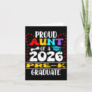 Cartão Tia orgulhosa da formatura pré-escolar de 2026 no