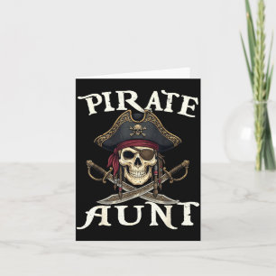 Cartão Tia pirata engraçada crânio família fantasia combi