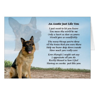 Cartão Tia poema - Cão German shepherd