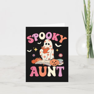 Cartão Tia Spooky Retro Groovy Floral Ghost Halloween Co
