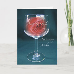 Cartão Tia & Tio Vino Aniversário de Casamento Taça Rosa