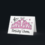 Cartão Tiara 40th Birthday Queen LT<br><div class="desc">The queen is FORTY! And she should be royally attired on this milestone birthday with one of our T-shirts or apparel featuring a pink tiara covered in jewels. Text says 40TH BIRTHDAY QUEEN. Great 40th birthday gift for her highness. Also available on tote bags, caps, mugs, postage stamps, custom invitations,...</div>