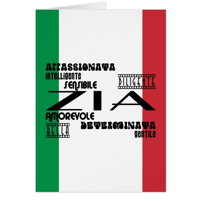 Cartão Tias italianas: Qualidades (Frente)