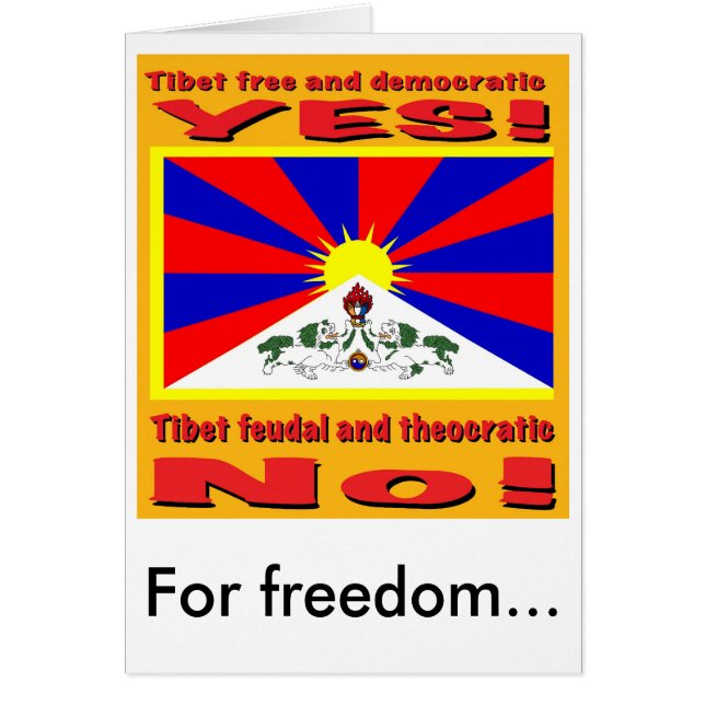 Cartão Tibet livre e democrático, para a liberdade… (Frente)