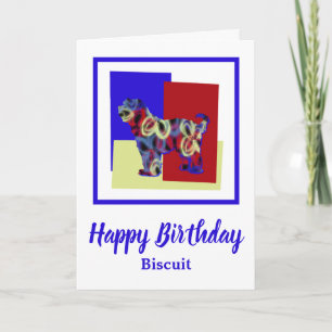 Cartão Tibetano Terrier Dog Red Blue Yellow Birday