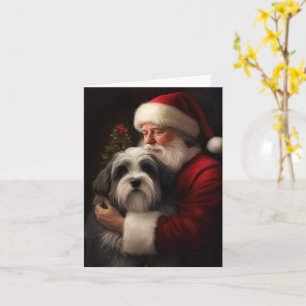 Cartão Tibetano Terrier Santa Claus Festivo Natal