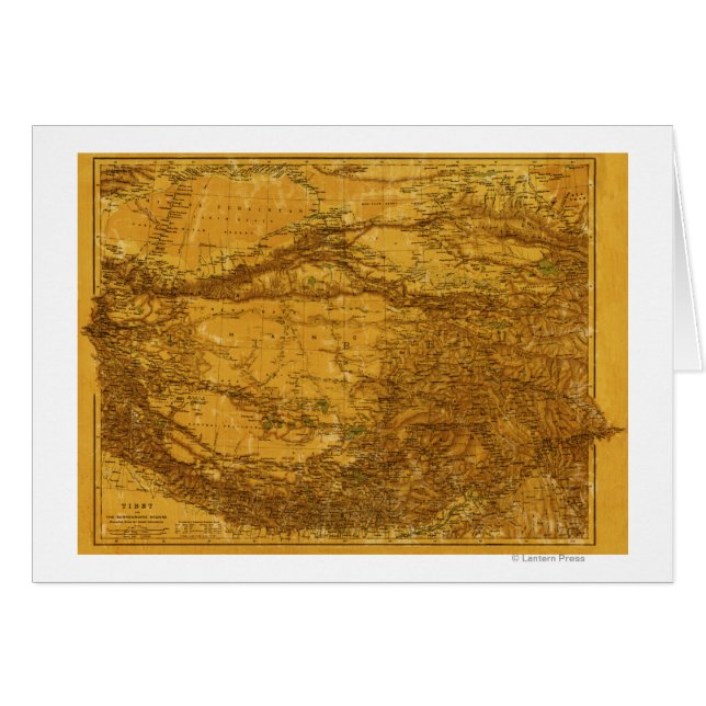 Cartão TibeteMapa PanorâmicoTibete 2 (Frente Horizontal)