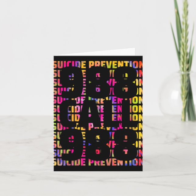 Cartão Tie Dye Awareness Suicide Prevention 988 Mental He (Frente)