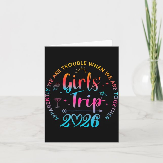 Cartão Tie Dye Girls Trip 2026 Trouble When We Are Togeth (Frente)