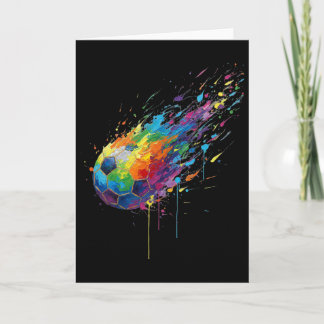 Cartão Tie-dye Paint Splats Soccer Footbyll Player Fans E