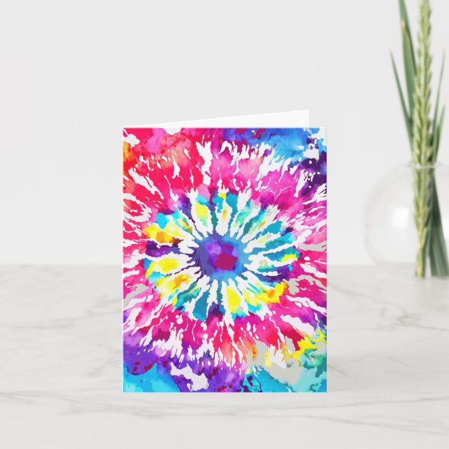Cartão Tie Dye Watercolor Ink Batik Bohemian (Frente)