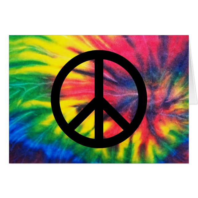 Cartão Tie Dyed Black Peace Sign (Frente Horizontal)