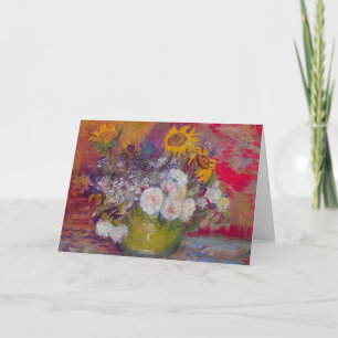 Cartão Tigela com Girassóis e Rosas por Vincent van Gogh