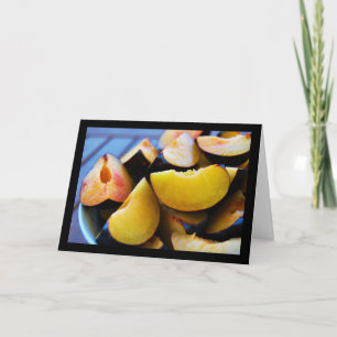 Cartão Tigela de Fruta de Ameixa Fatiada