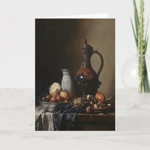 Cartão Tigela de Frutas Dark Academia, Pintura Antiga
