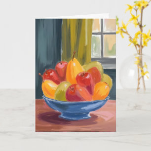 Cartão Tigela de Frutas Pintura em Aquarela