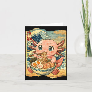 Cartão Tigela de macarrão Ramen Axolote Kawaii Engraçado