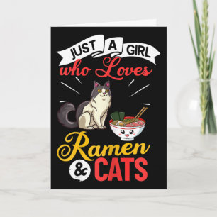 Cartão Tigela de Ramen de Gato Sopa de Macarrão de Frango