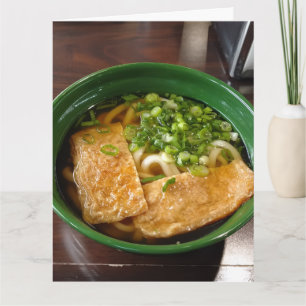 Cartão Tigela de Sopa de Macarrão Japonês Kitsune Udon