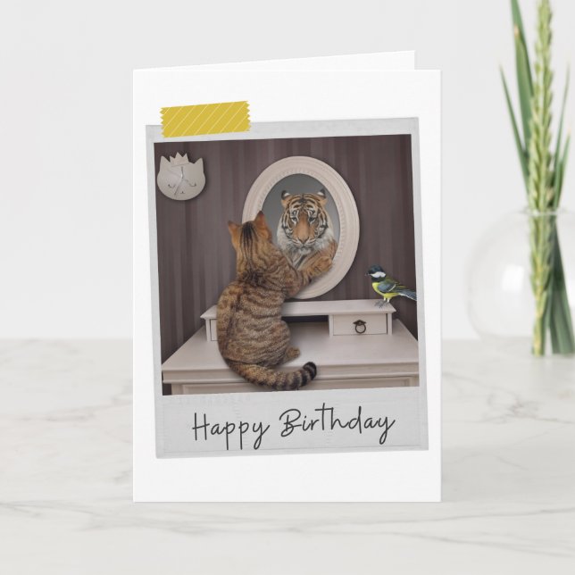 Cartão Tiger Cat Funny Birthday Card (Frente)