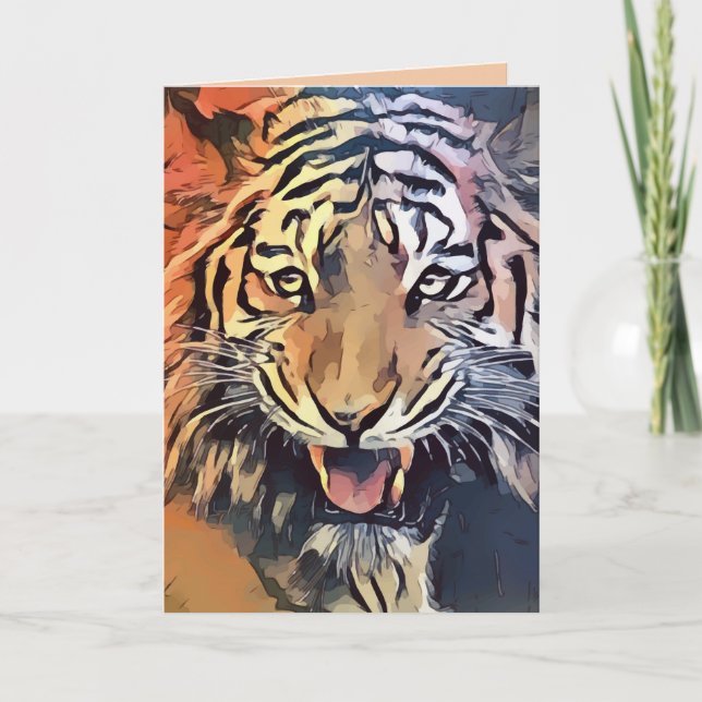 Cartão Tiger face greeting card (Frente)