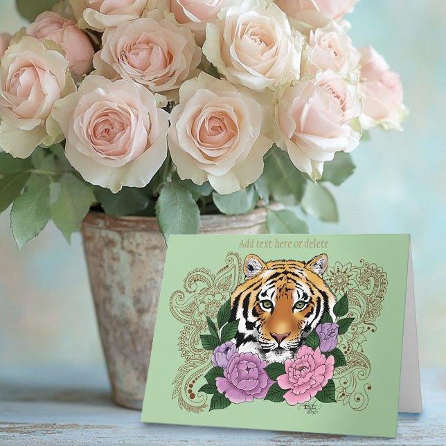 Cartão Tiger Henna Flores Púrpuras Rosa (Criador carregado)