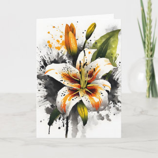 Cartão Tiger Lily - Watercolor flowers
