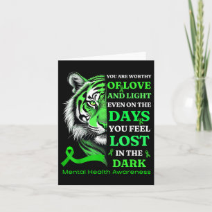 Cartão Tiger Motivation Green Ribbon Mental Health Awar