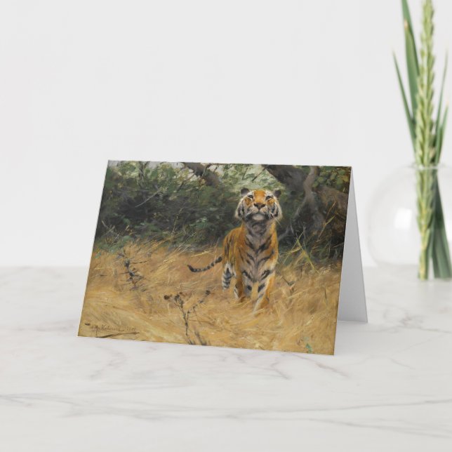 Cartão Tiger on The Watch | Wilhelm Kuhnert (Frente)