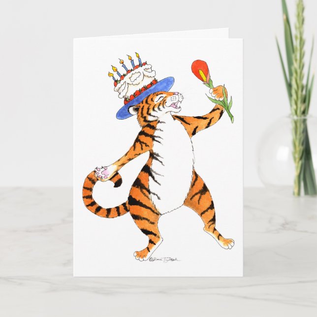 Cartão Tiger Sings Happy Birthday - Greeting Card (Frente)