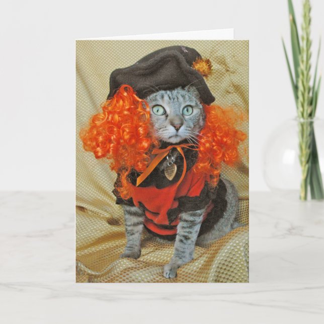 Cartão Tiger tabby cat Halloween witch card (Frente)