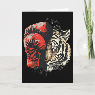 Cartão Tigre Boxeador Com Luvas de Boxe Kickboxing Engraç