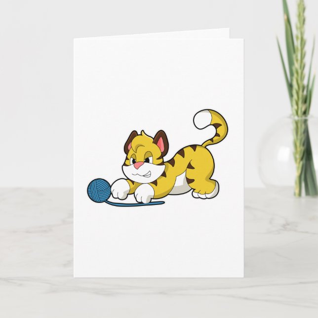 Cartão Tigre com bola de fio Woll (Frente)