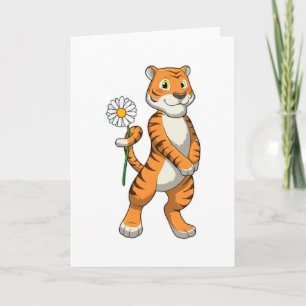 Cartão Tigre com Flor de Margarida