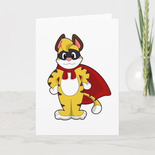 Cartão Tigre como Herói com Máscara & Cape (Frente)