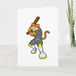 Cartão Tigre como jogador de beisebol com taco de beisebo