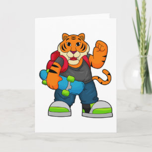 Cartão Tigre como Patinador com Skate