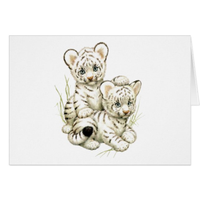 Cartão Tigre Cubs branco bonito (Frente Horizontal)