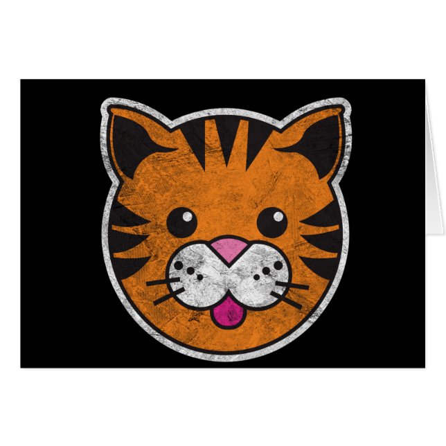 Cartão Tigre do vintage (Frente Horizontal)