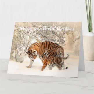 Cartão Tigre e Filhote Fofos - Natal Perfeito