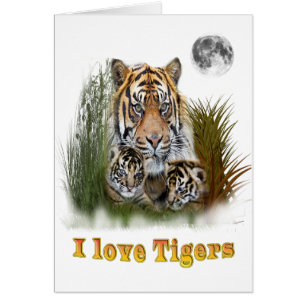 Cartão Tigre e filhotes de arte