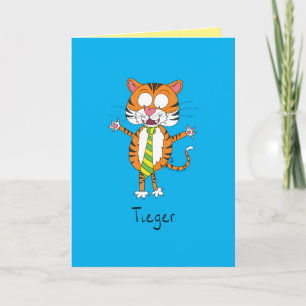 Cartão Tigre Engraçado de Gravata Cartoon Crianças