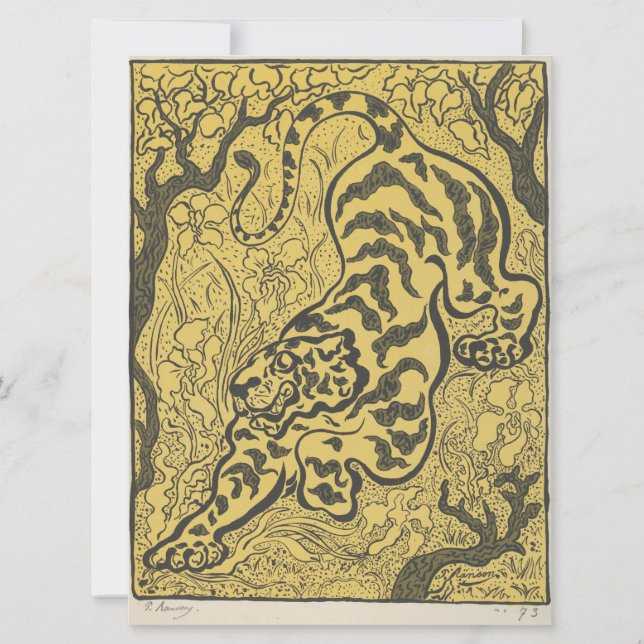 Cartão Tigre na selva (animal selvagem) (por Paul Ranson) (Frente)