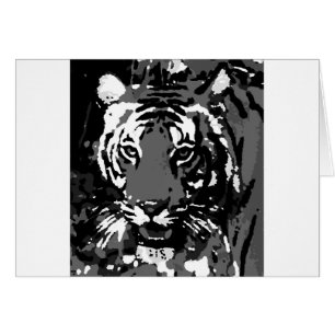 Cartão Tigre Pop de Arte Preto Branco