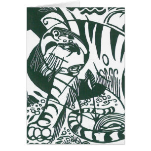 Cartão Tigre por Franz Marc, Arte Expressionista Vintage