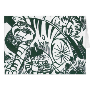 Cartão Tigre por Franz Marc, Arte Expressionista Vintage