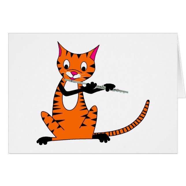 Cartão Tigre que joga a flauta (Frente Horizontal)