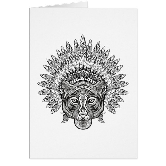 Cartão Tigre tirado mão no estilo (Frente)