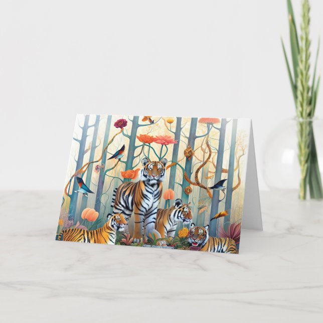 Cartão Tigres na Floresta (Frente)